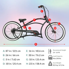 Tracer Harman 3i 26'' Vintage Internal 3-Speed Chopper Stretch Fat Tire Bike