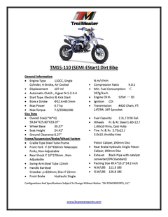 TrailMaster TM15-110 Dirt Bike: 12/10 Inch Wheels, Electric & Kick Start, Semi-Automatic