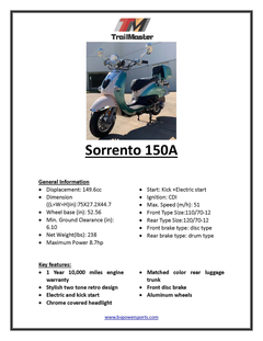 TrailMaster Sorrento 150 Scooter Kick/Electric Start