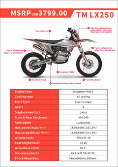 Trailmaster LX250 Dirt Bike JHL Pro-Series 250cc