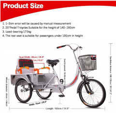 CUi Pedal Tricycle with Backseat