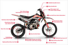 Trailmaster SX150 Dirt Bike 140cc JHL Pro-Series Manual Electric Kick Start